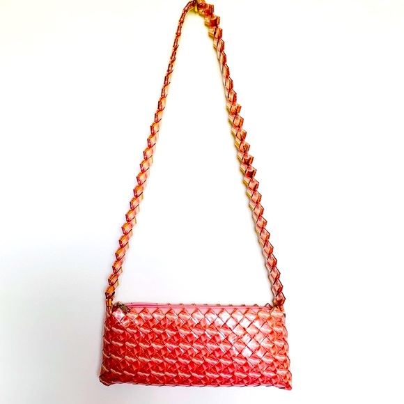 Vintage Handmade Recycled Pink Bubble Gum Wrapper Purse Crossbody Bag - Picture 3 of 8